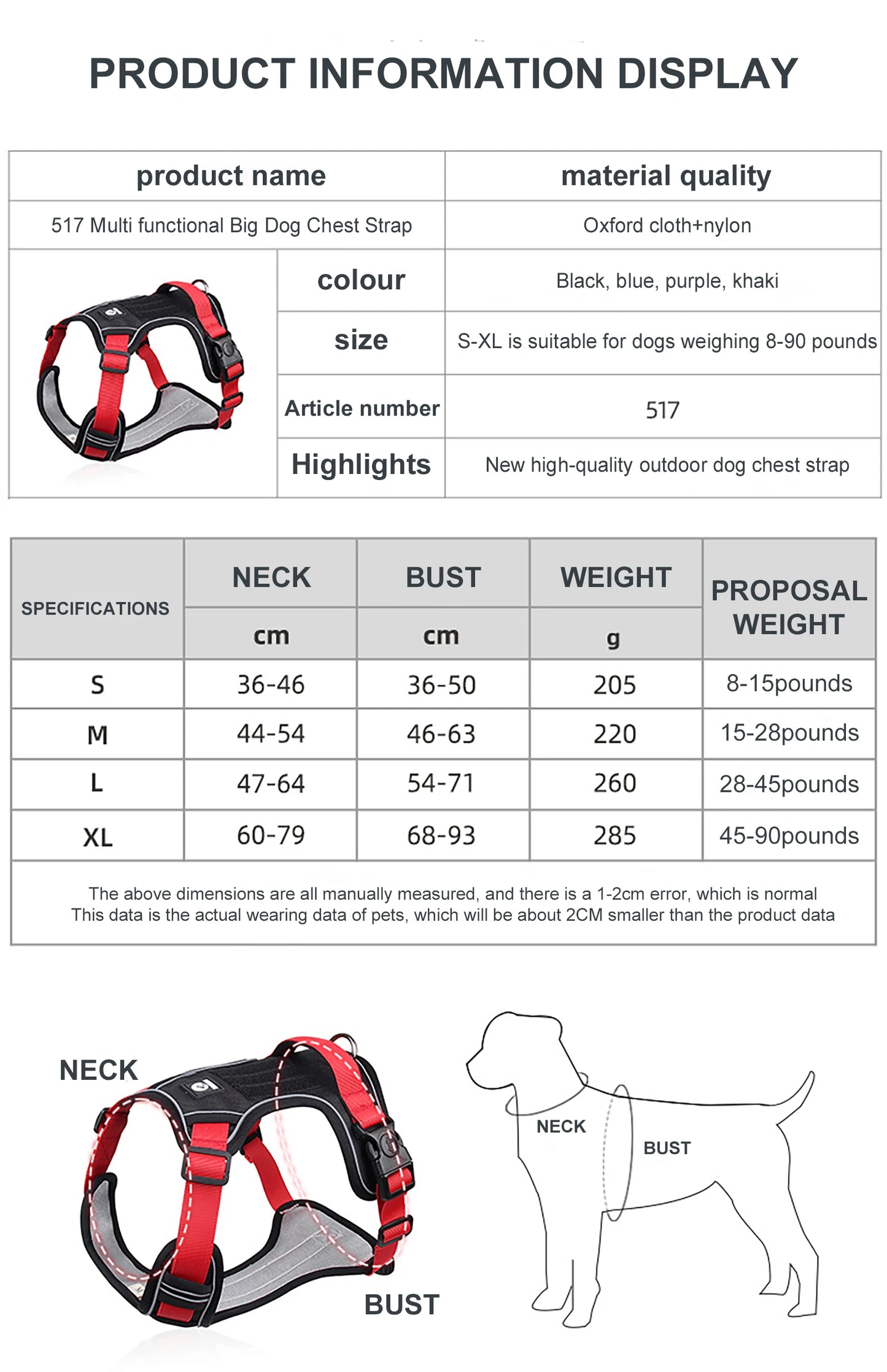 Ultimate Tactical Dog Harness – Waterproof, Reflective & Heavy-Duty for Large Dogs