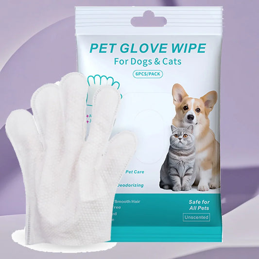 Pet Cleaning Gloves – Disposable Bath & Grooming Wipes for Dogs & Cats (No-Rinse, Odor-Removing, Moisturizing)