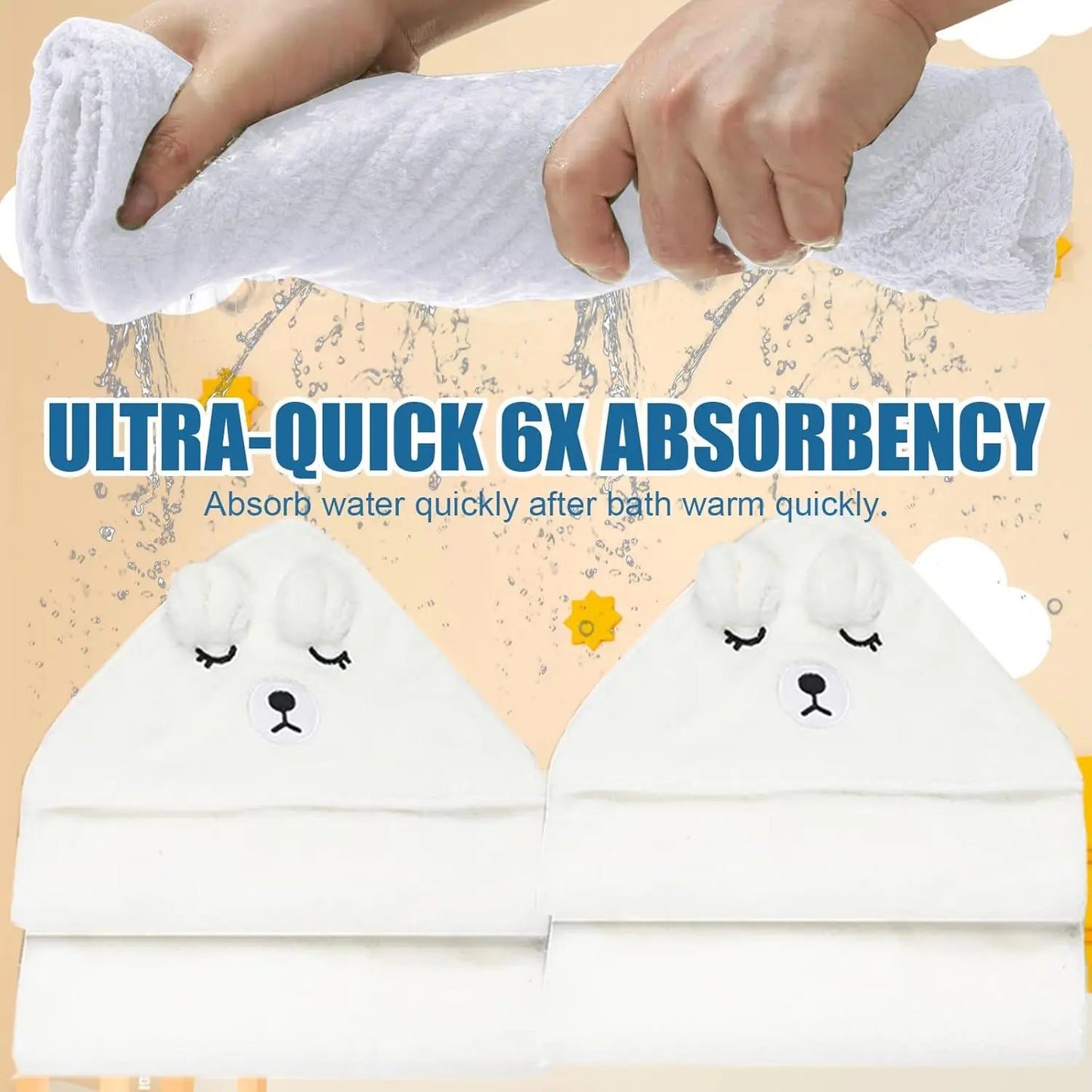 Baby Hooded Bath Towel – Soft Coral Fleece Towel & Blanket for Newborns (Unisex, Cartoon Design)