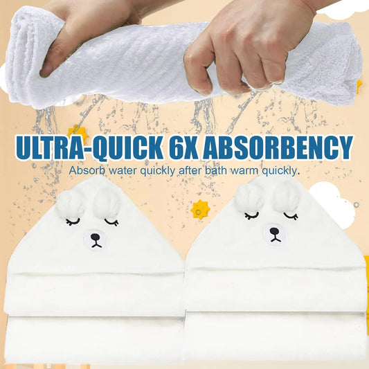Baby Hooded Bath Towel – Soft Coral Fleece Towel & Blanket for Newborns (Unisex, Cartoon Design)
