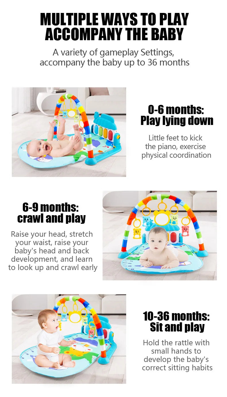 Baby Play Gym with Piano – Musical Activity Mat for Newborns & Toddlers (0–36 Months)