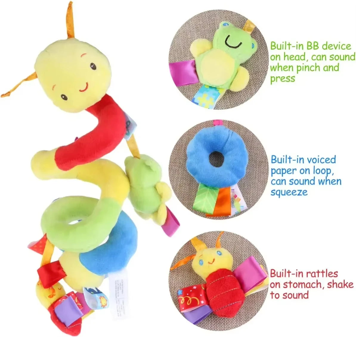 Spiral Crib & Stroller Hanging Toy – Soft Plush Rattle for Newborns | Baby Mobile for Car Seat, Pram, or Cot