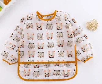 Waterproof Long Sleeve Baby Bib – Cute Toddler Feeding Apron & Art Smock (0–6 Years)