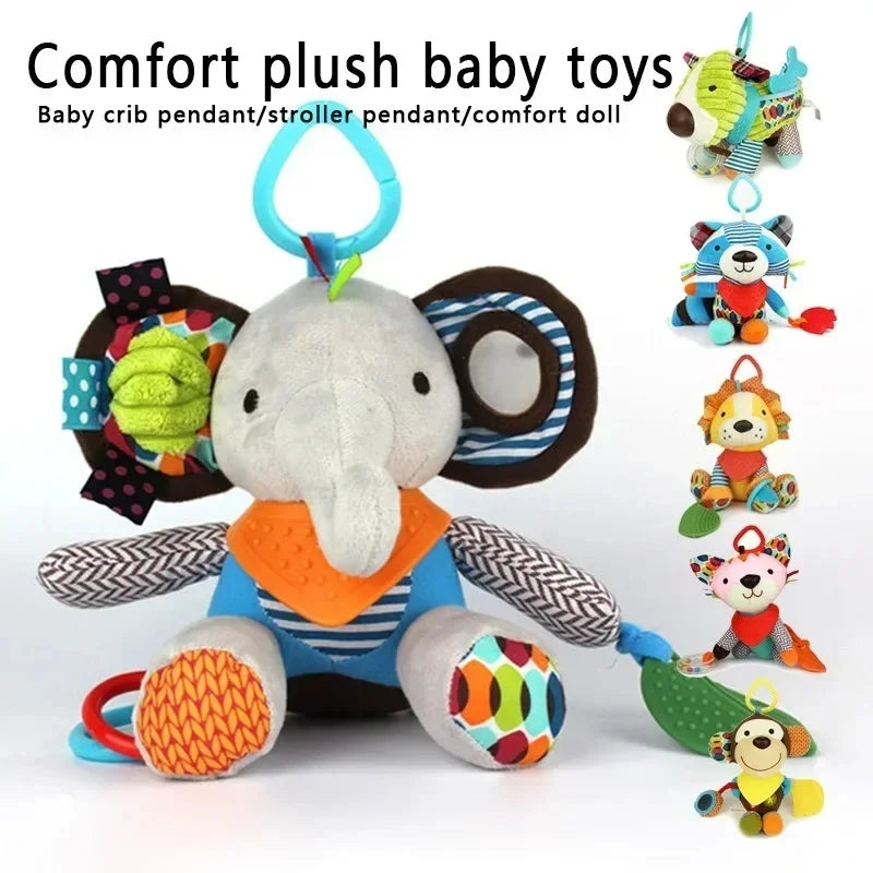 Montessori Baby Plush Animal Stroller Toys – Soft Hanging Rattle Dolls for Newborns & Toddlers