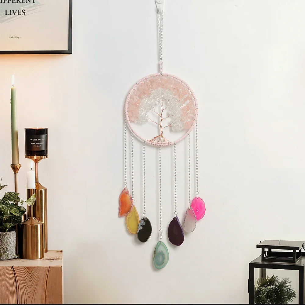 Crystal Sun & Moon Wind Chime – Rainbow Dream Catcher Hanging for Home & Garden Decor