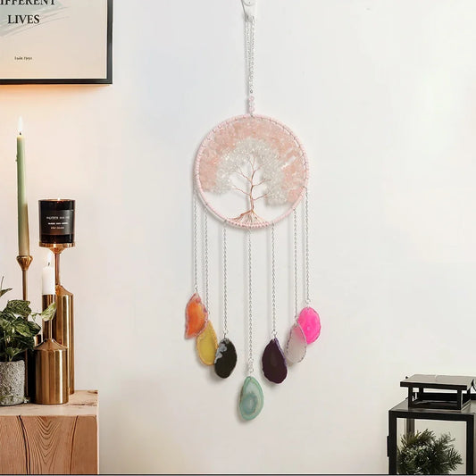 Crystal Sun & Moon Wind Chime – Rainbow Dream Catcher Hanging for Home & Garden Decor