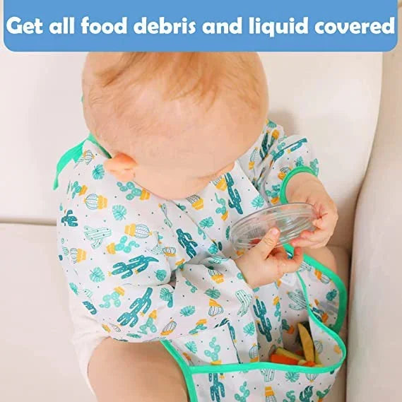 Baby Bib with Sleeves – Waterproof Feeding Bib for Toddlers (BPA-Free, 6M–6Y)