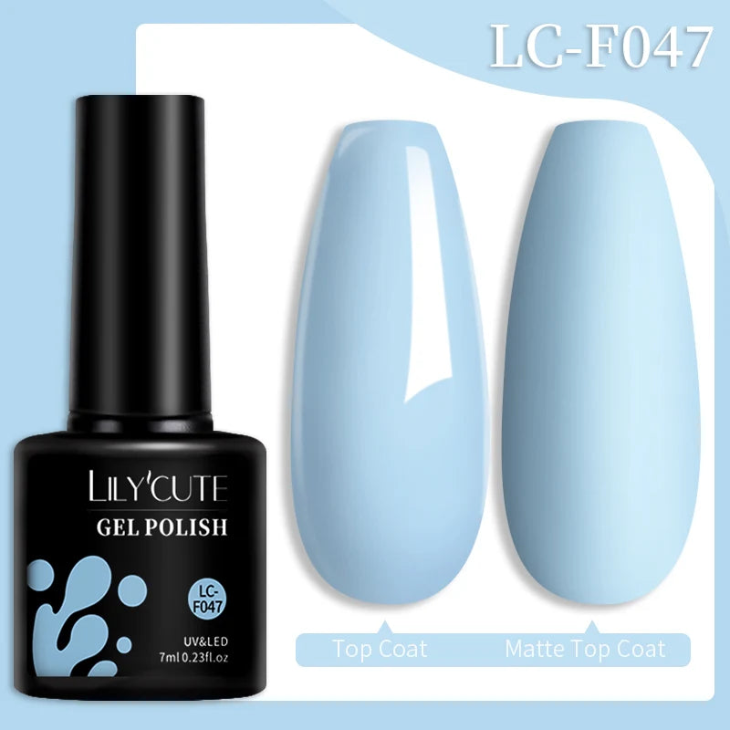 LILYCUTE Gel Nail Polish Set – 7ml Colorful UV Gel Varnish for Manicure | Long-Lasting Semi-Permanent Soak Off Nail Art Base & Top Coat