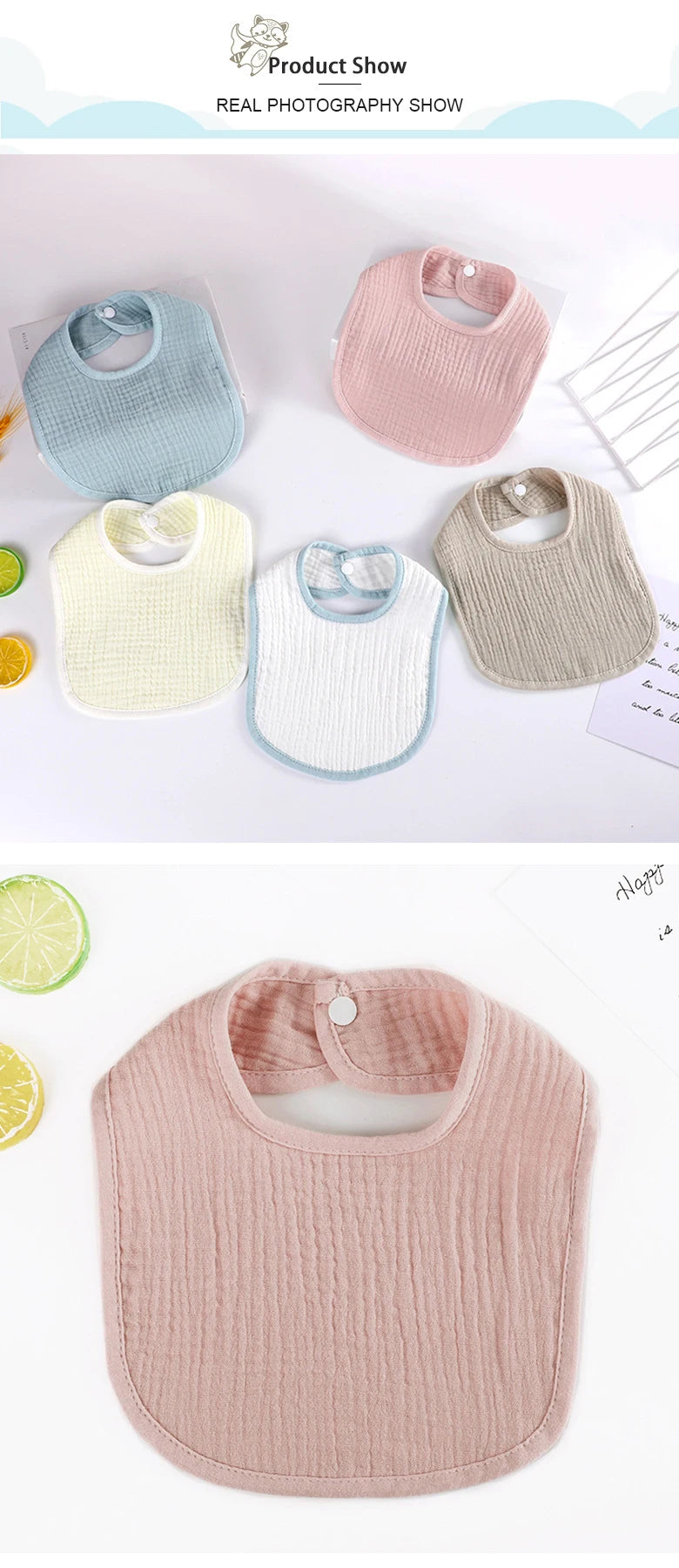 Baby Drool Bib – Soft Cotton Feeding Bib for Newborns & Toddlers (Unisex, Solid Color)