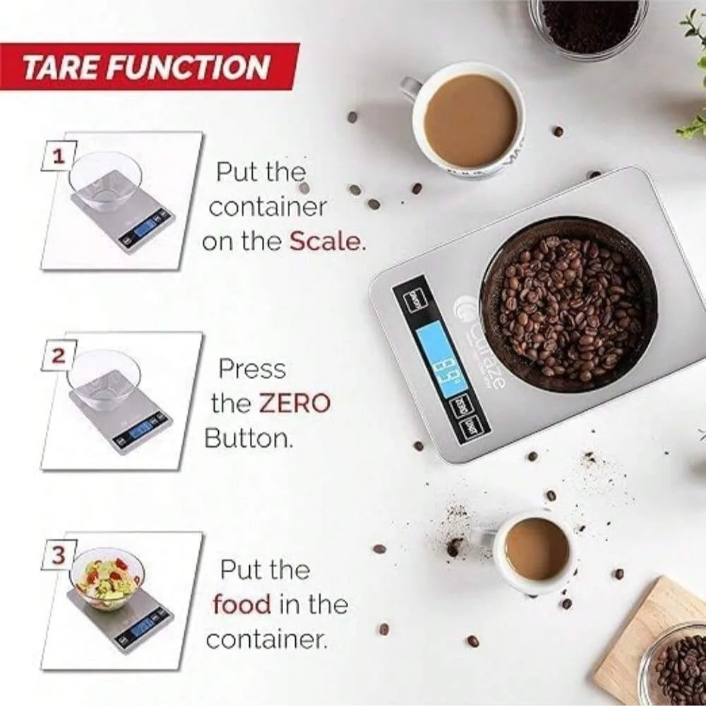 Digital Kitchen Scale 10kg – Food & Coffee Scale with Tare Function and LCD Display