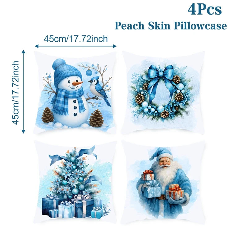 4PCS Merry Christmas Pillow Covers – Holiday Decor Set