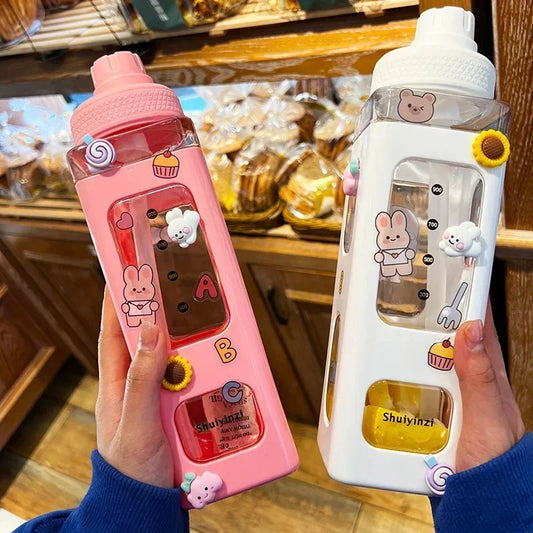 Kawaii Straw Water Bottle – Cute Leak-Proof Drink Bottle