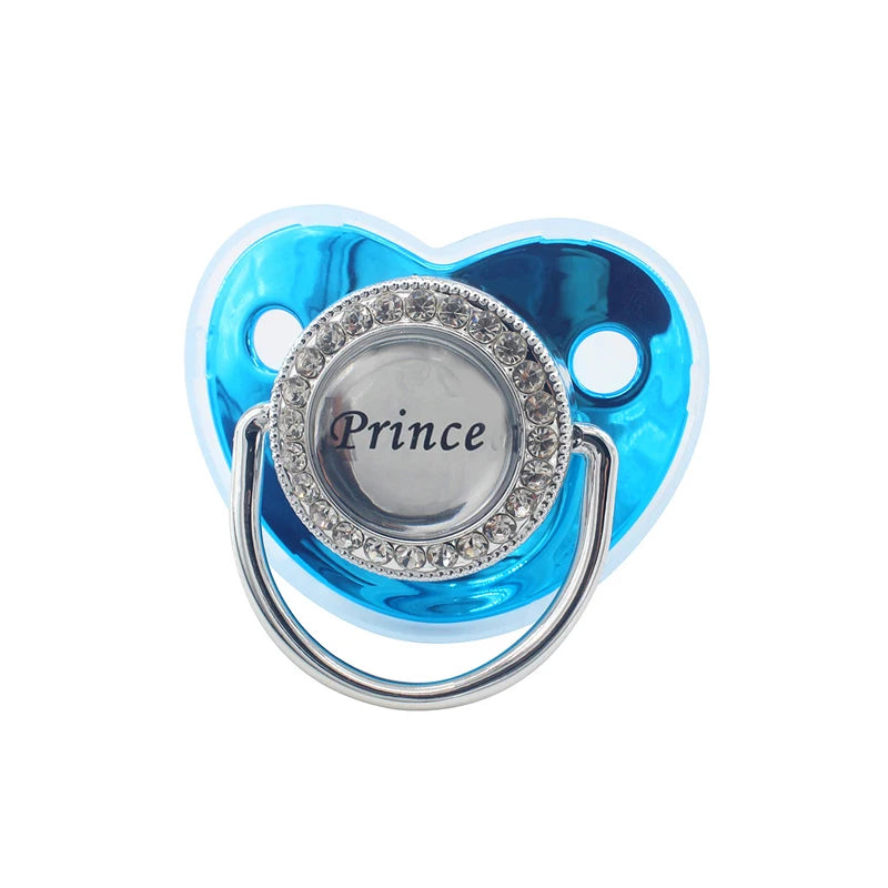 Bling Baby Pacifier – BPA-Free Silicone Dummy with "I Love Mum & Dad" Design (Newborn Shower Gift)