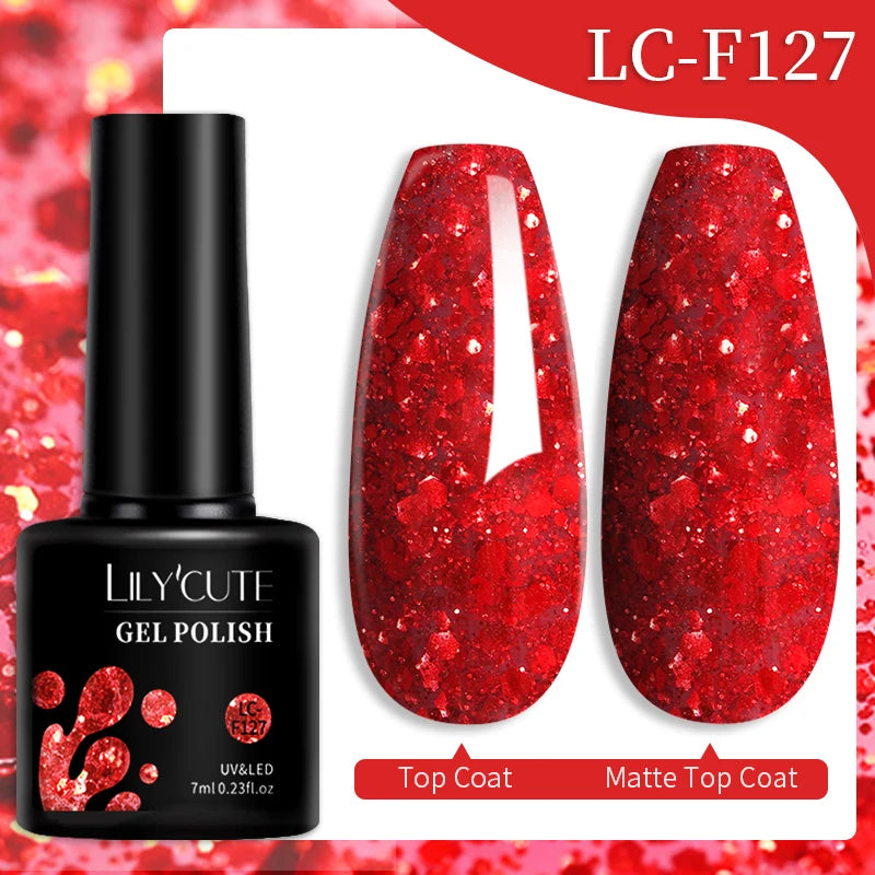 LILYCUTE Gel Nail Polish Set – 7ml Colorful UV Gel Varnish for Manicure | Long-Lasting Semi-Permanent Soak Off Nail Art Base & Top Coat