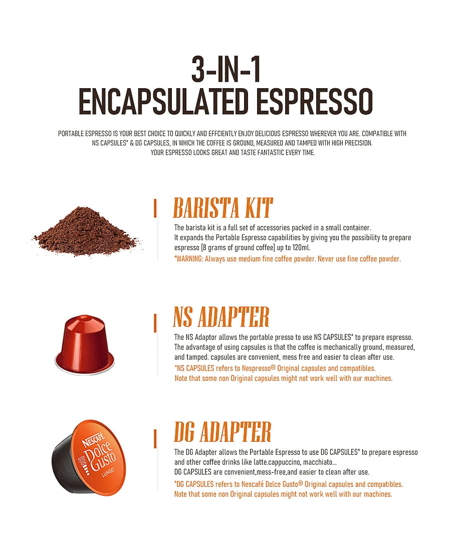 Portable Hand-Press Espresso Maker | Enjoy Hot & Cold Brew on the Move.