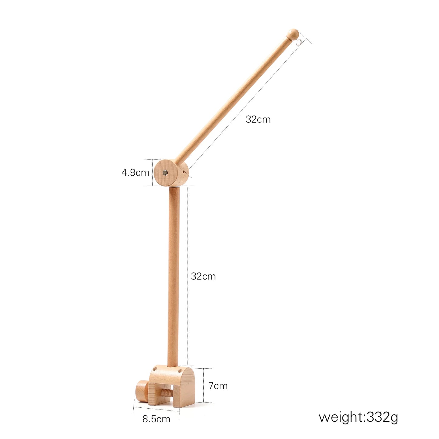 Baby Crib Mobile – Forest Animal Hanging Rattle Toy with Wooden Arm (0–12 Months)