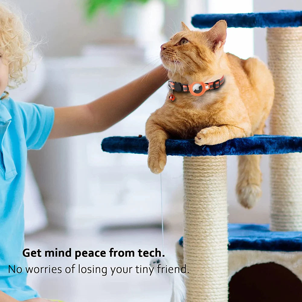 AirTag Cat Collar – Reflective Breakaway Safety Collar with Bell & Holder for Cats & Kittens