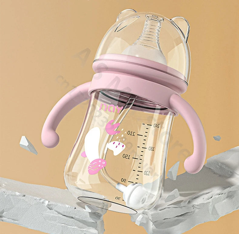 Anti-Colic Baby Bottle with Handles for 6+ Months – Leak-Proof, BPA-Free, Easy Grip