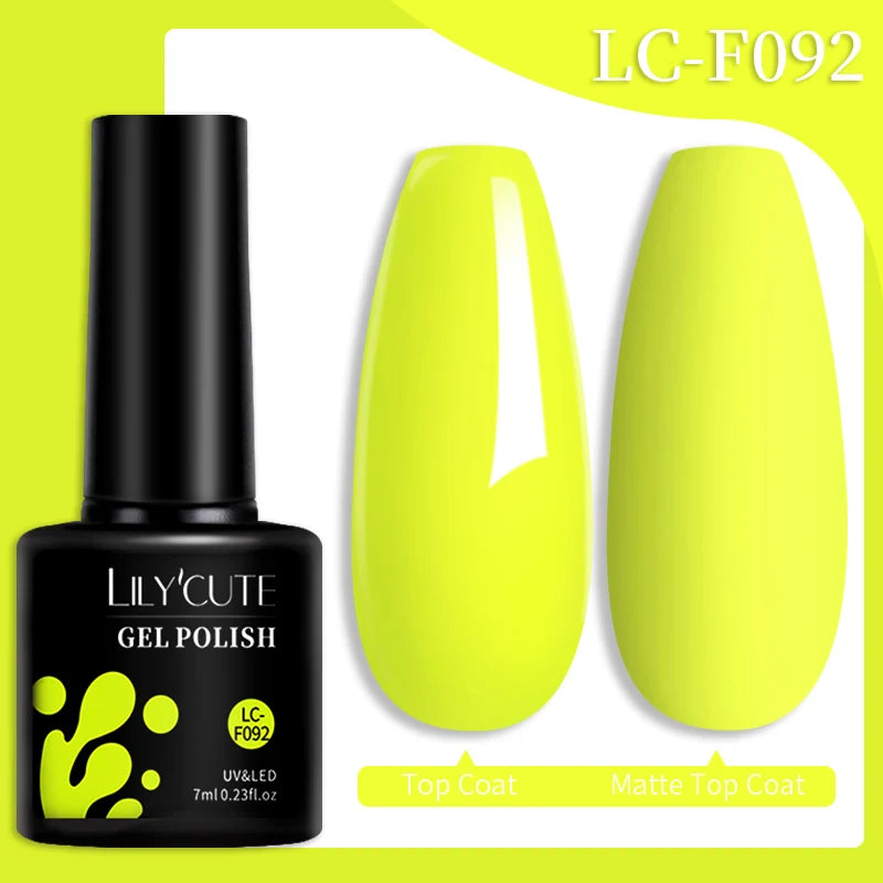 LILYCUTE Gel Nail Polish Set – 7ml Colorful UV Gel Varnish for Manicure | Long-Lasting Semi-Permanent Soak Off Nail Art Base & Top Coat
