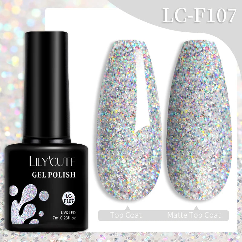 LILYCUTE Gel Nail Polish Set – 7ml Colorful UV Gel Varnish for Manicure | Long-Lasting Semi-Permanent Soak Off Nail Art Base & Top Coat