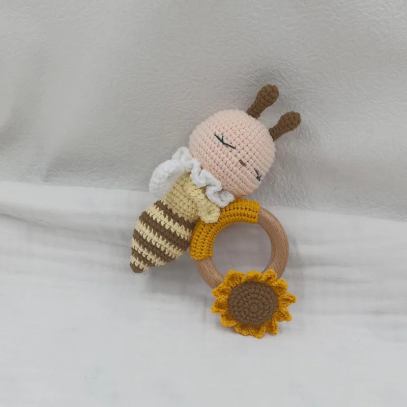 Baby Lovey Security Blanket with Animal Rattle – Soft Cotton Burp Cloth & Bib Combo (Newborn Shower Gift)