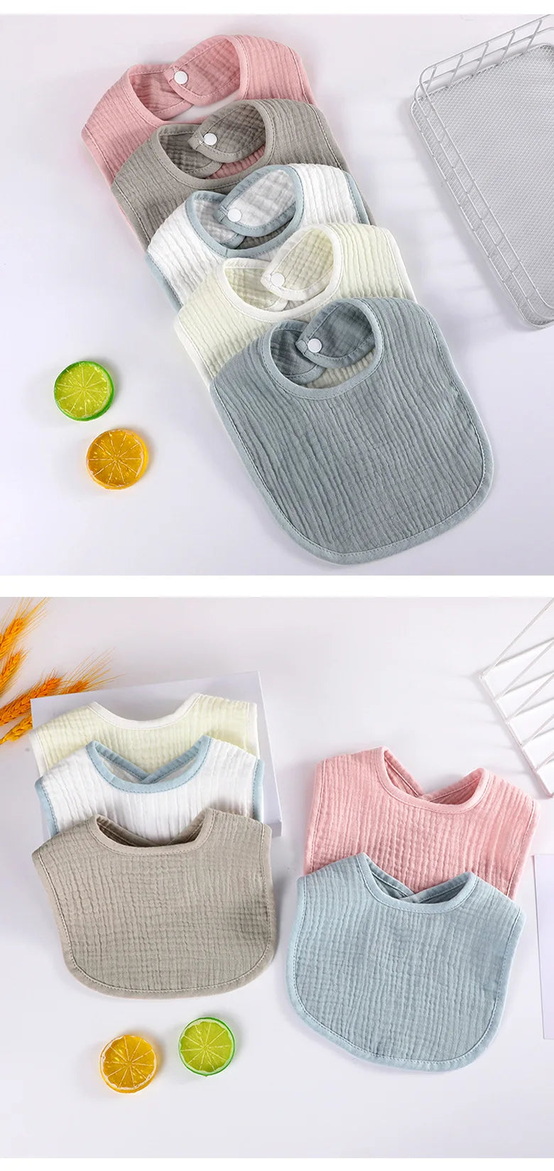 Baby Drool Bib – Soft Cotton Feeding Bib for Newborns & Toddlers (Unisex, Solid Color)