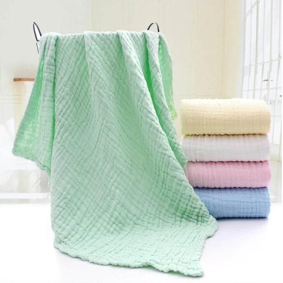 6-Layer Muslin Baby Bath Towel – 100% Cotton Swaddle & Receiving Blanket (105×105 cm)