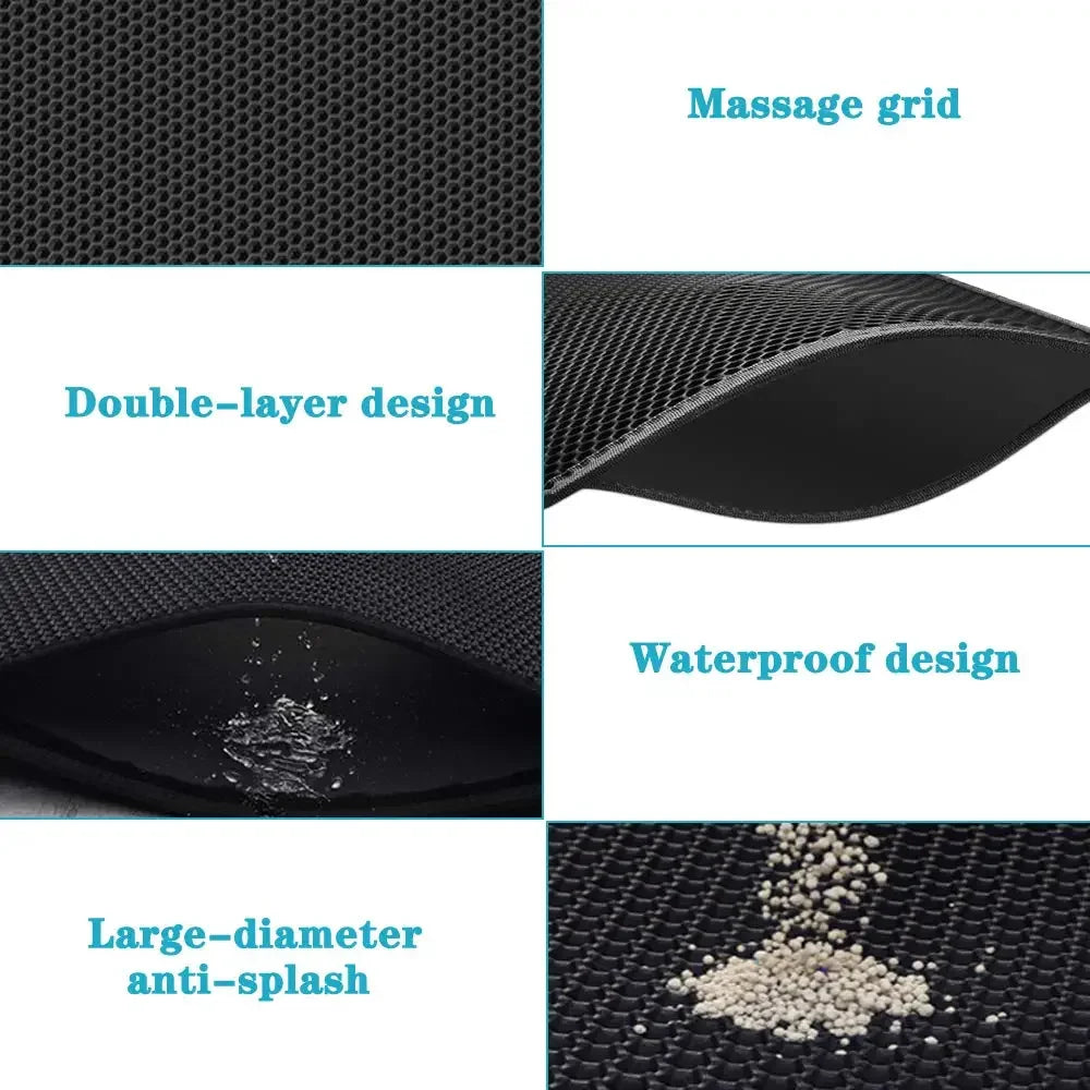 Double-Layer Waterproof Cat Litter Mat – Non-Slip, Easy-Clean Trap Pad for Litter Boxes