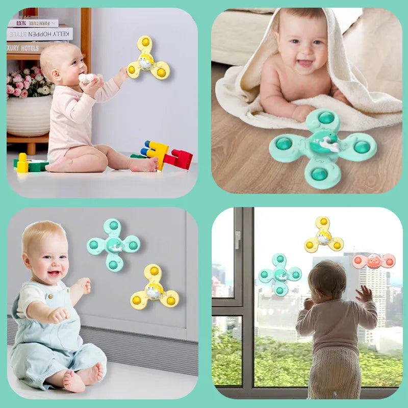 Baby Bath Suction Spinner Toys – 3PCS Set of Fidget Rattles with Suction Cups for Toddlers & Kids