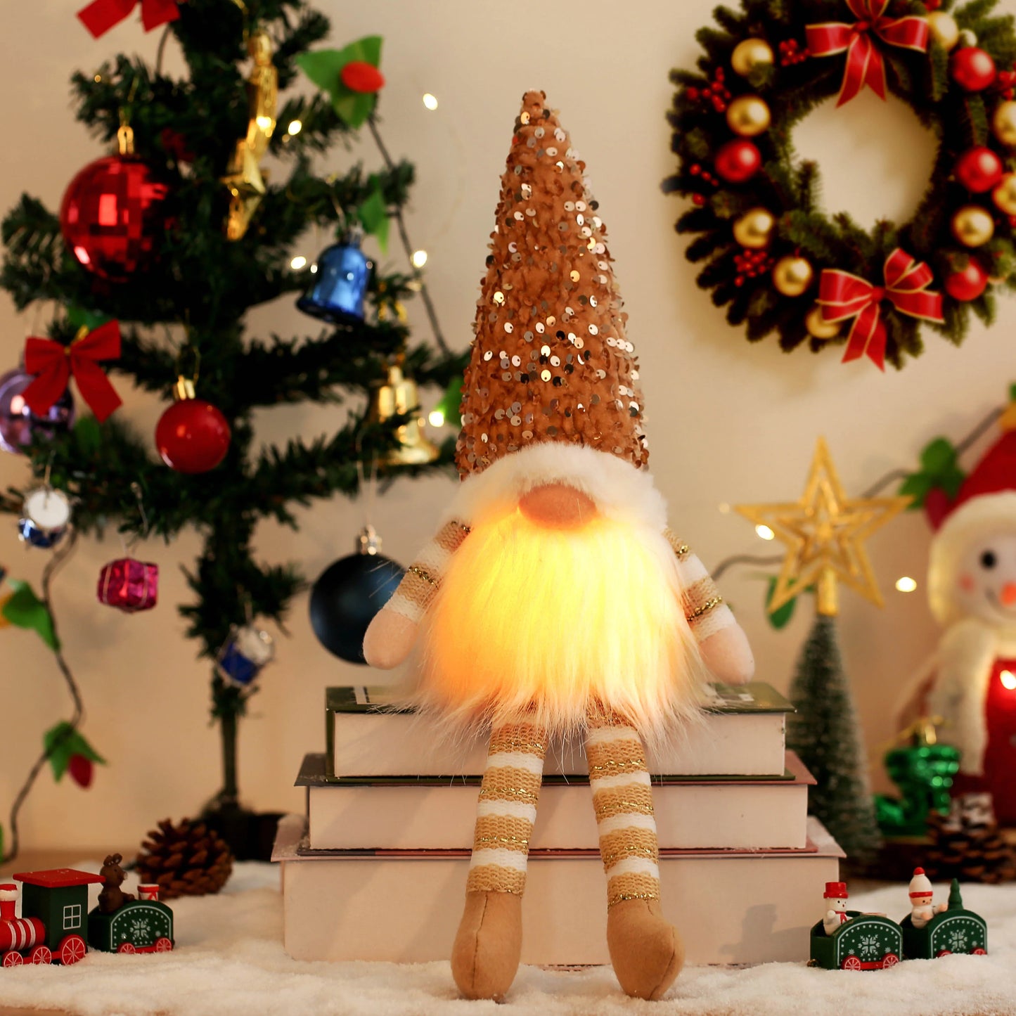 LED Christmas Gnome – Glowing Faceless Doll Decoration 30cm