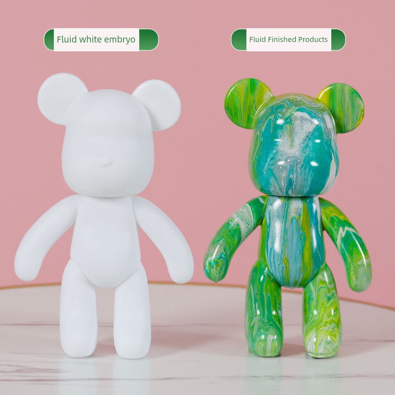 DIY Fluid Violent Bear Material Bag Keychain White Body