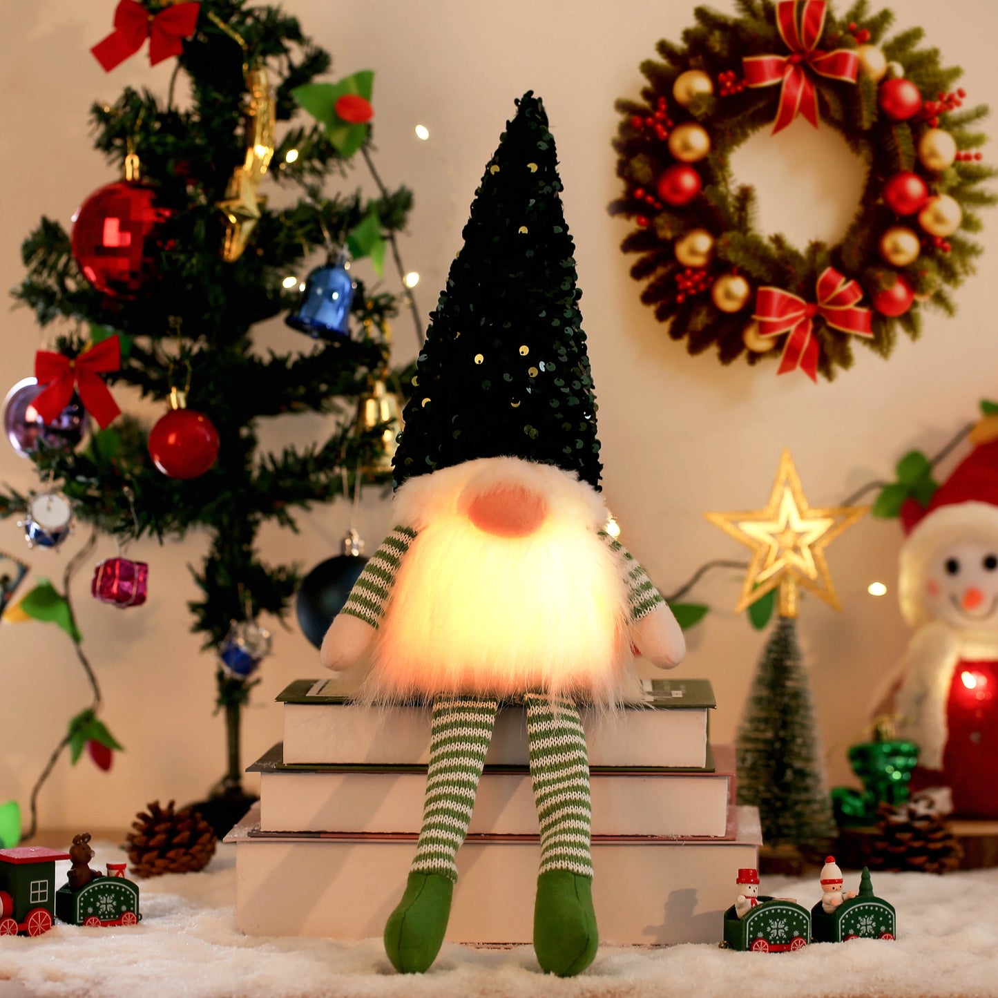 LED Christmas Gnome – Glowing Faceless Doll Decoration 30cm