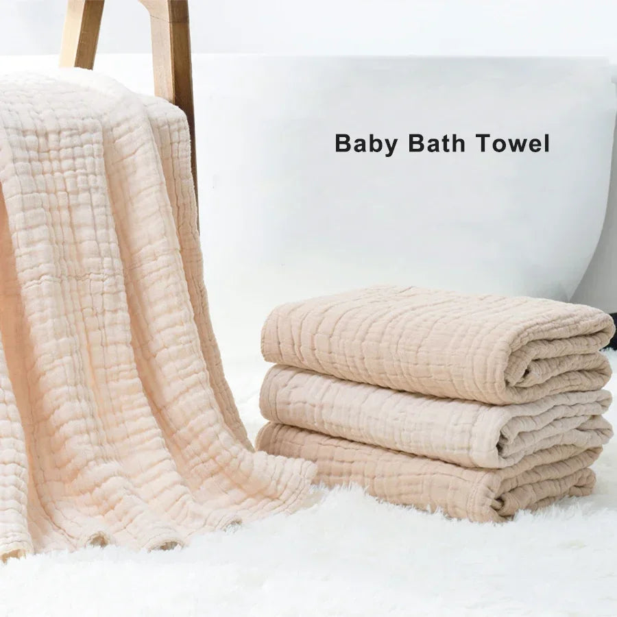 6-Layer Muslin Baby Bath Towel – 100% Cotton Swaddle & Receiving Blanket (105×105 cm)
