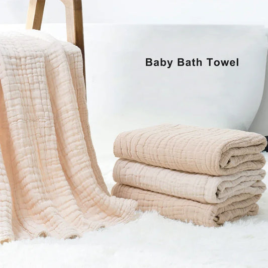 6-Layer Muslin Baby Bath Towel – 100% Cotton Swaddle & Receiving Blanket (105×105 cm)