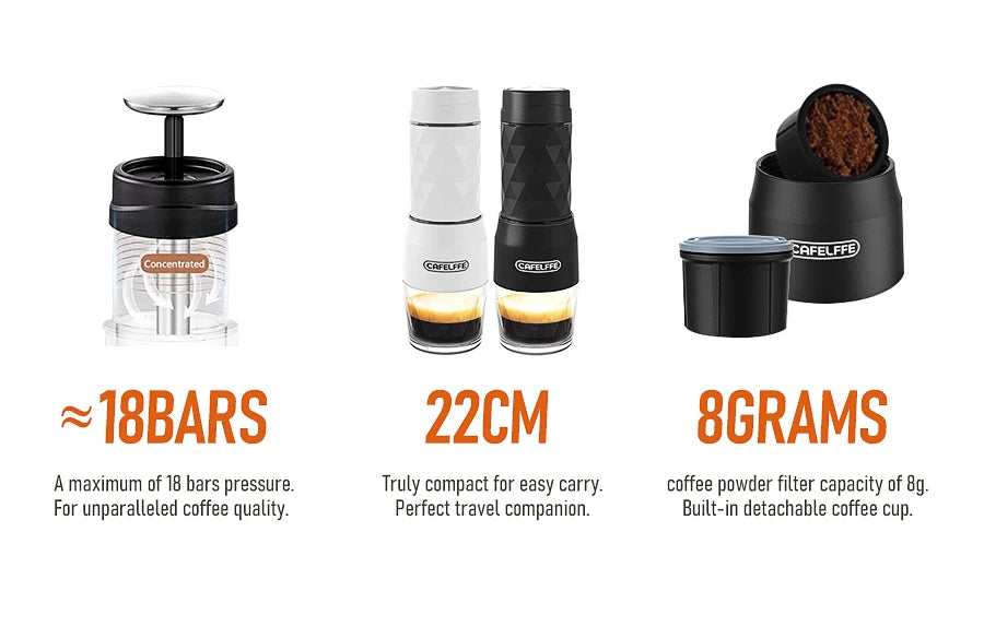 Portable Hand-Press Espresso Maker | Enjoy Hot & Cold Brew on the Move.