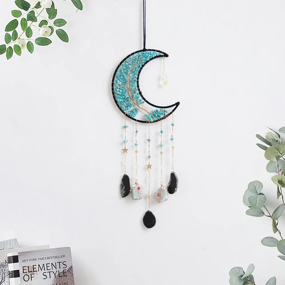 Crystal Sun & Moon Wind Chime – Rainbow Dream Catcher Hanging for Home & Garden Decor