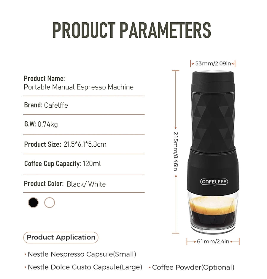 Portable Hand-Press Espresso Maker | Enjoy Hot & Cold Brew on the Move.