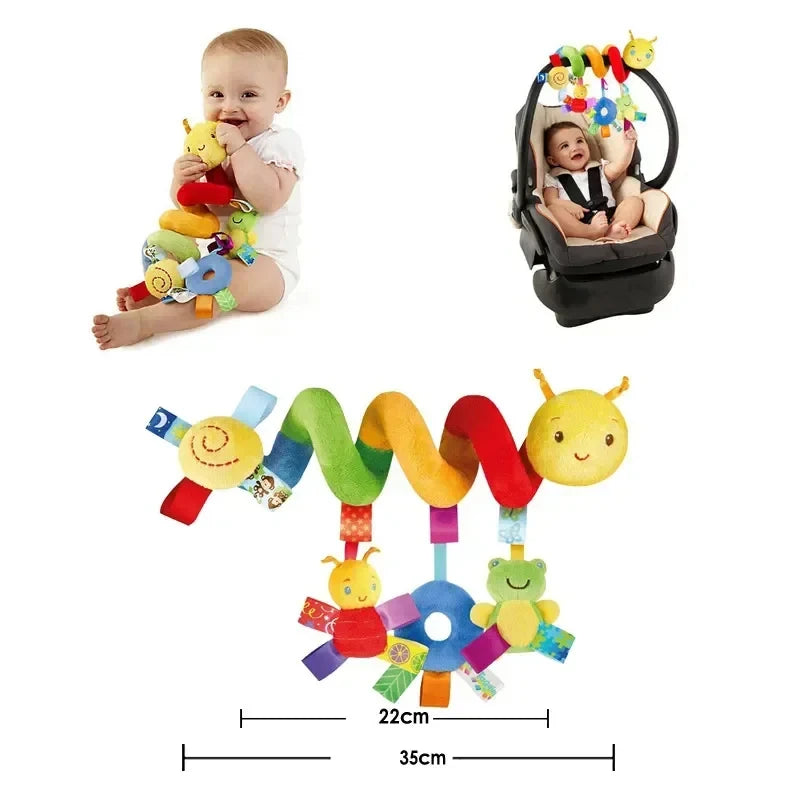 Spiral Crib & Stroller Hanging Toy – Soft Plush Rattle for Newborns | Baby Mobile for Car Seat, Pram, or Cot