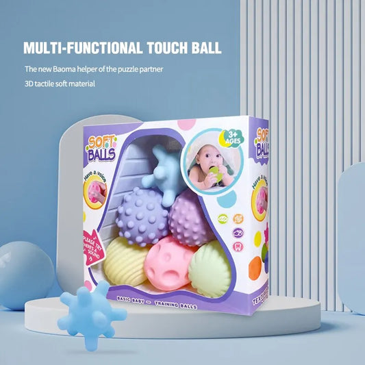 6PCS Baby Sensory Balls Set – Soft Textured Touch & Massage Toys for Infants & Toddlers – BPA-Free Rattle Balls for Tummy Time, Teething & Motor Skills