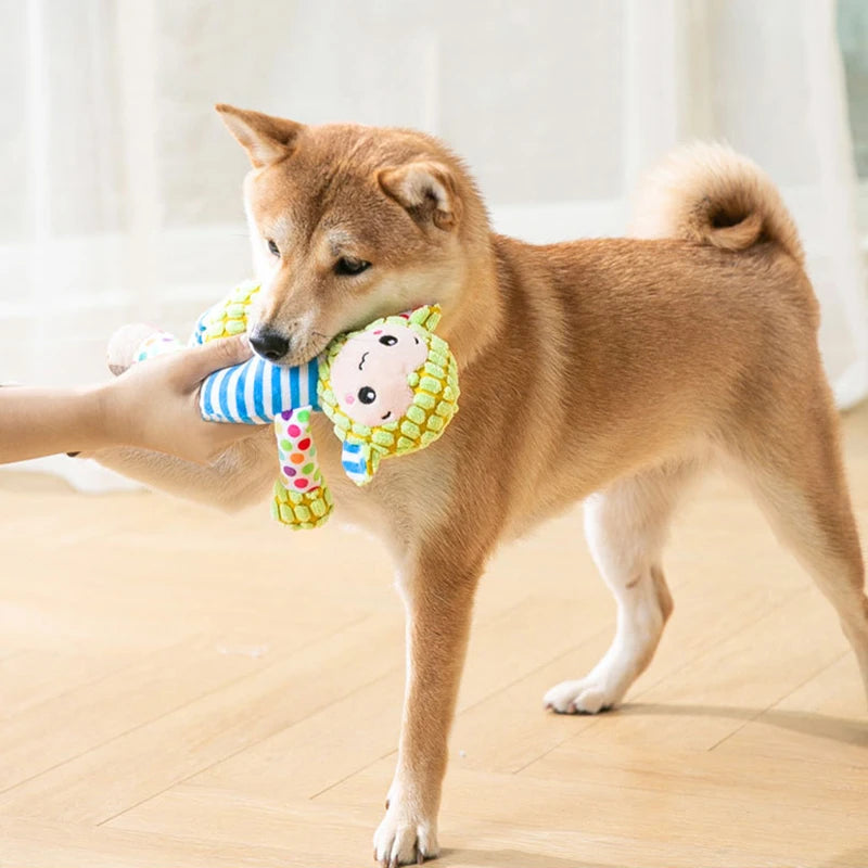 Squeaky Plush Dog Toy – Bite-Resistant, Interactive Chew Toy for Pets (Soft Fleece Animal Design)