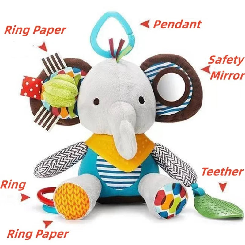 Montessori Baby Plush Animal Stroller Toys – Soft Hanging Rattle Dolls for Newborns & Toddlers