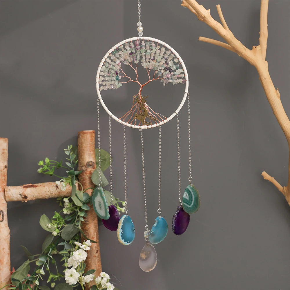 Crystal Sun & Moon Wind Chime – Rainbow Dream Catcher Hanging for Home & Garden Decor