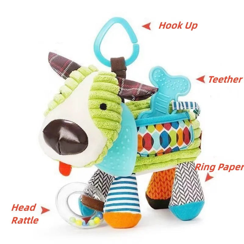 Montessori Baby Plush Animal Stroller Toys – Soft Hanging Rattle Dolls for Newborns & Toddlers