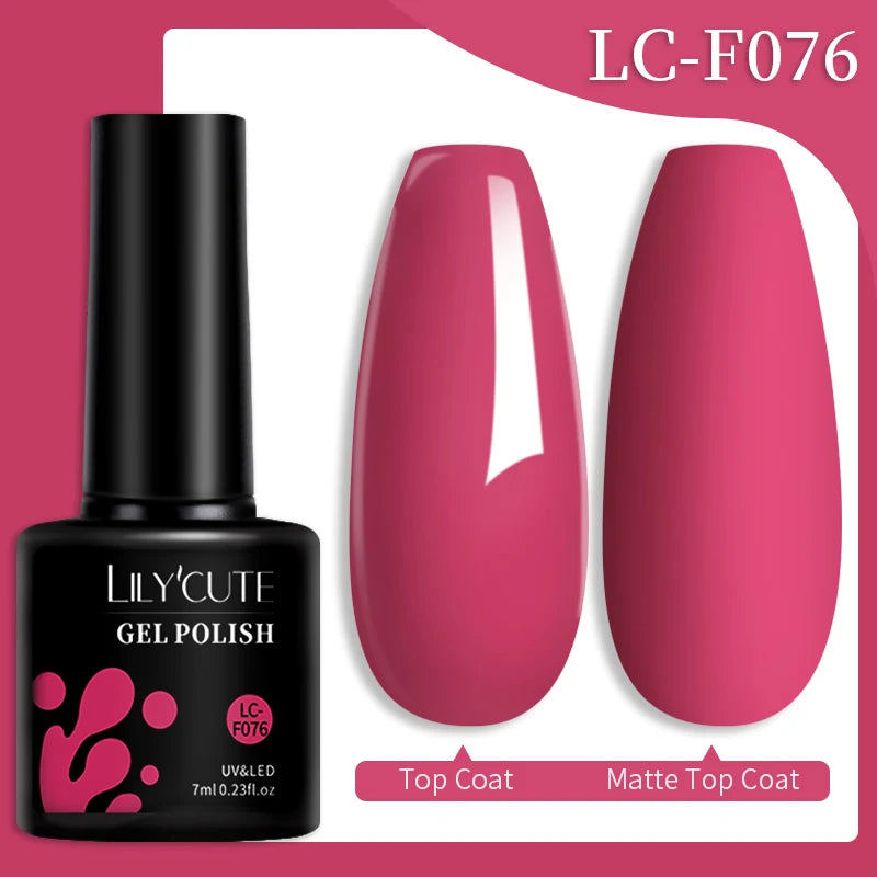 LILYCUTE Gel Nail Polish Set – 7ml Colorful UV Gel Varnish for Manicure | Long-Lasting Semi-Permanent Soak Off Nail Art Base & Top Coat