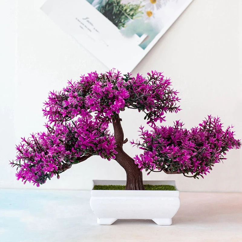 1pc Artificial Plants Bonsai Small Tree Pot Fake Plant Flowers Potted Ornaments For Garden Decor Home Room Table Decor