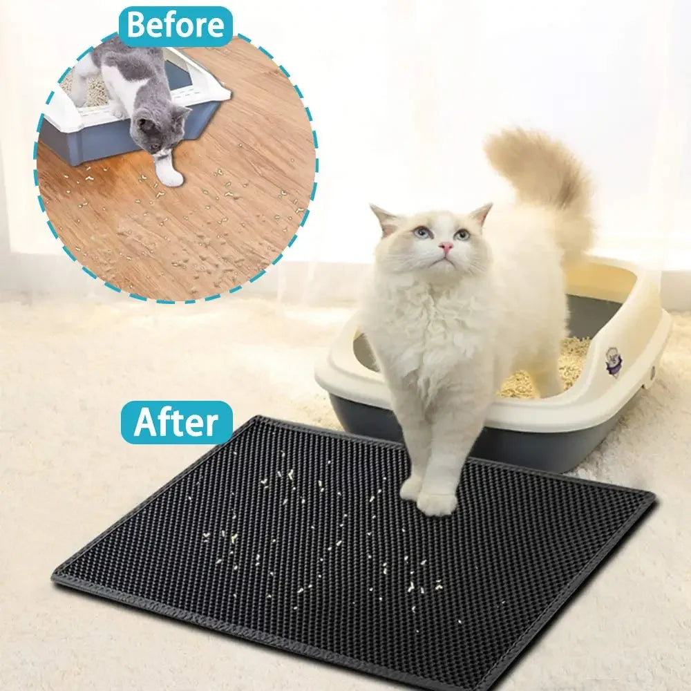 Double-Layer Waterproof Cat Litter Mat – Non-Slip, Easy-Clean Trap Pad for Litter Boxes