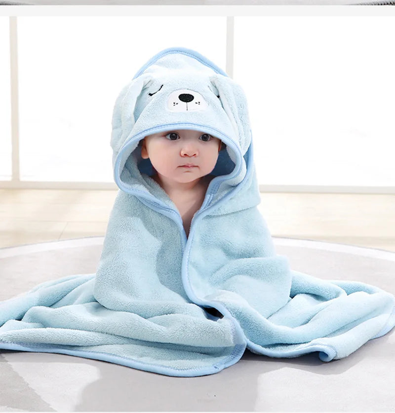 Cartoon Animal Hooded Baby Bath Towel – Soft Newborn Swaddle Blanket & Toddler Bathrobe (Unisex)