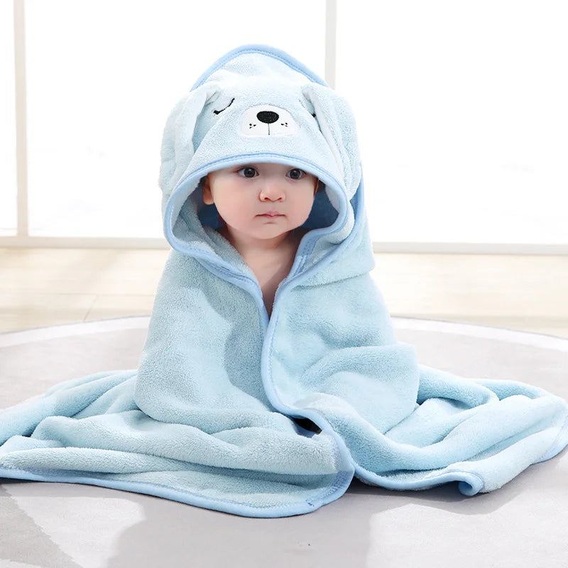 Cartoon Animal Hooded Baby Bath Towel – Soft Newborn Swaddle Blanket & Toddler Bathrobe (Unisex)