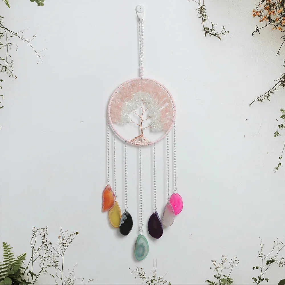 Crystal Sun & Moon Wind Chime – Rainbow Dream Catcher Hanging for Home & Garden Decor