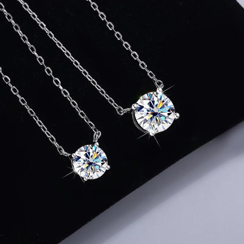 Moissanite Pendant Necklace 925 Sterling Silver – Diamond Alternative Bridal Jewelry